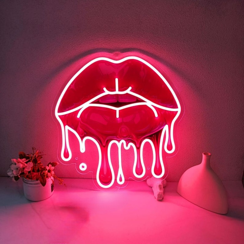 Commercial Uv Printing - Labbra fendenti Insegna al neon stampata