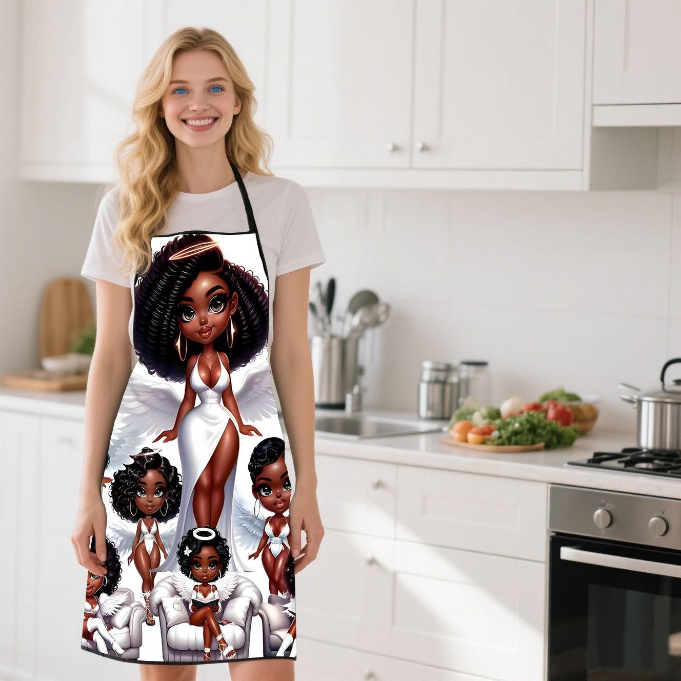 Commercial Fabric Printing - Grembiule da Cucina Stampato Angel Beauty,
