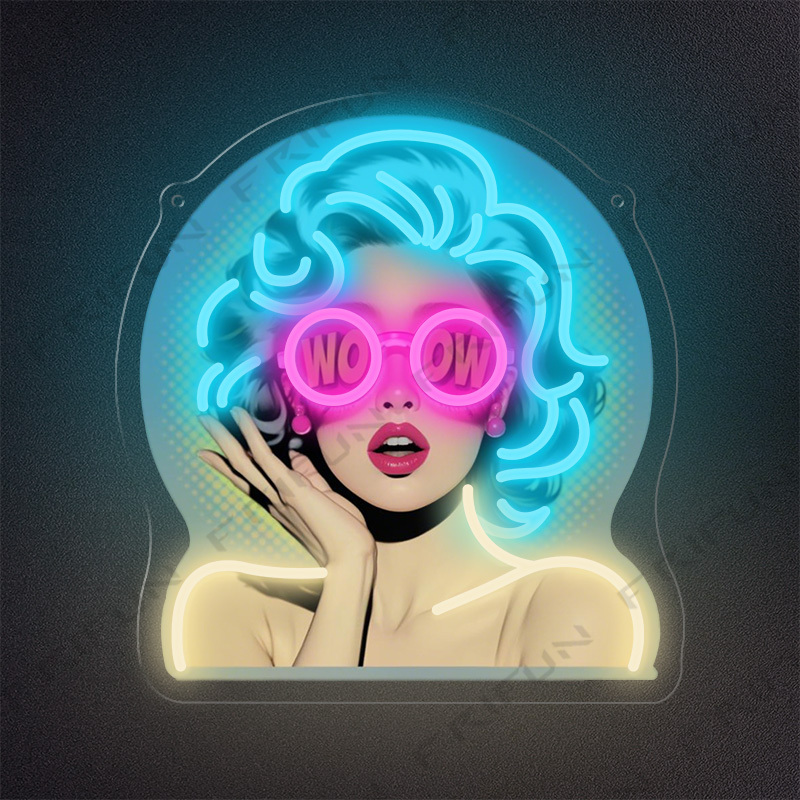Commercial Uv Printing - Insegna al Neon WOW Curl Girl,