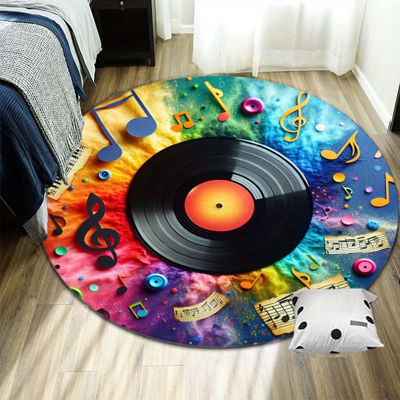 Commercial Vinyl Printing Machine - Tappeto Rotondo con Stampa di Note