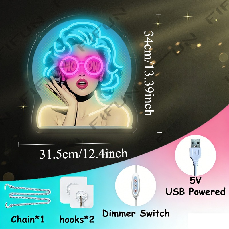 Insegna al Neon WOW Curl Girl, - Commercial Uv Printing recensione e prezzo